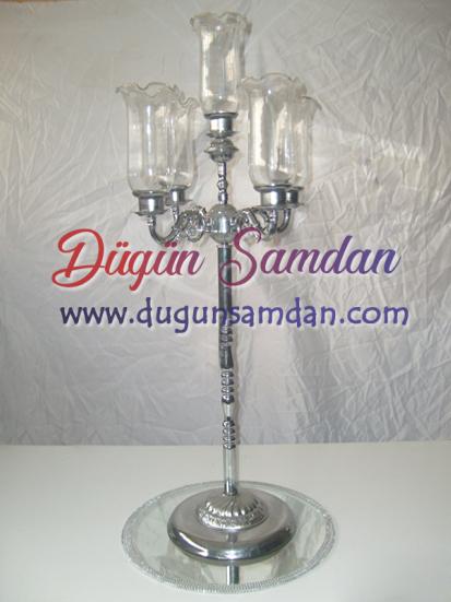 beş kollu cam şamdan