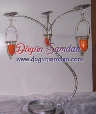 üç kollu tiffany şamdan